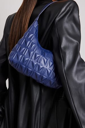 Purple Embossed Baguette Bag