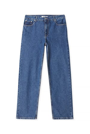 Dark Blue Embroidered Jeans