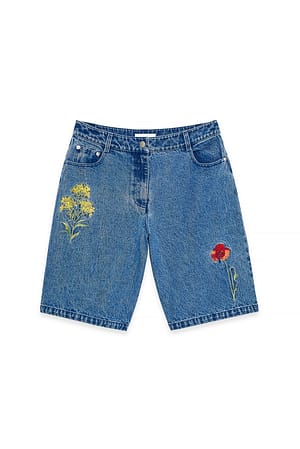 Blue Bermudashorts med broderi