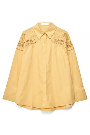 Dusty Yellow Embroidery Cotton Shirt