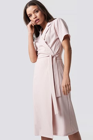 Pinstriped Wrapped Dress
