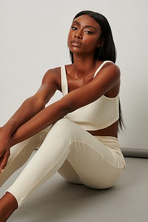 Offwhite Organische Ripp-Leggings