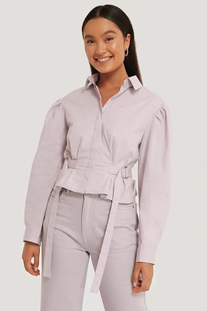 Dusty Lilac Oversize Skjorta Med Markerad Midja