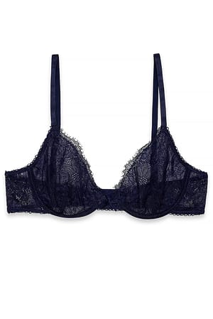 Dark Blue Bh met diepe hals en kant