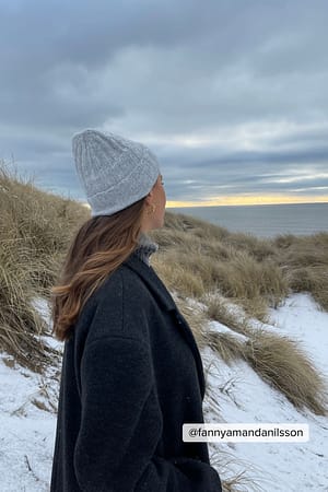Grey Melange Wide Rib Knitted Beanie