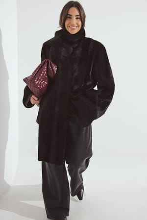 Dark Brown Faux Fur Jacket