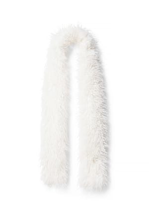 White Faux Fur Long Scarf