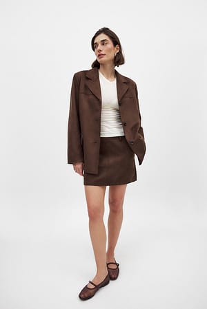 Brown Faux Suede Mini Skirt