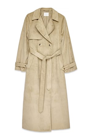 Sand Trenchcoat aus Kunst-Wildleder