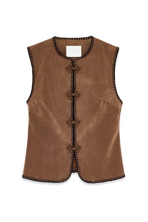 Light Brown Vest i fuskeskinn