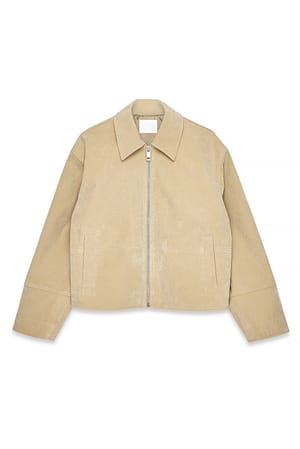 Beige Jakke i fuskeskinn med glidelås