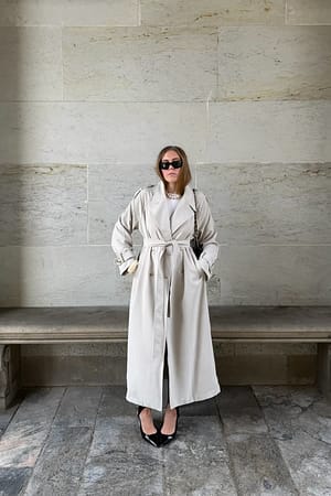 Beige Long Trenchcoat