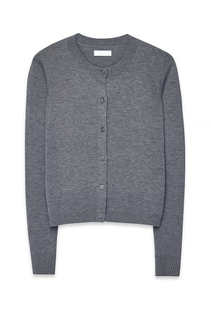 Grey Melange Fine Knitted Cardigan