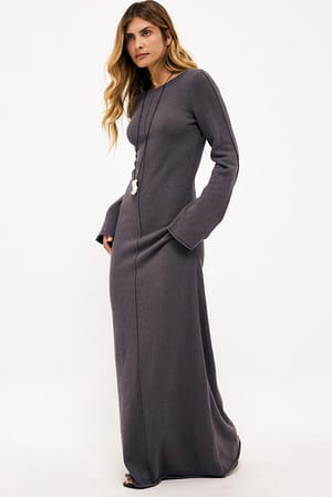 Grey Fine Knitted Maxi Dress