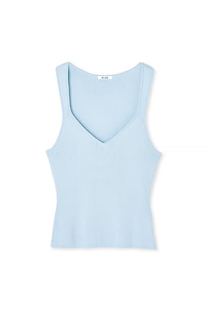 Light Blue Fine Knitted Scoop Neck Top