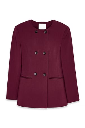 Burgundy Dobbelknappet blazer med passform