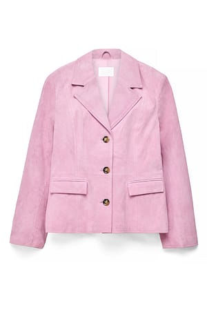 Light Pink Fitted Suede Blazer