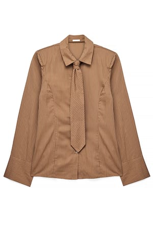 Brown Stripe Krawattenhemd