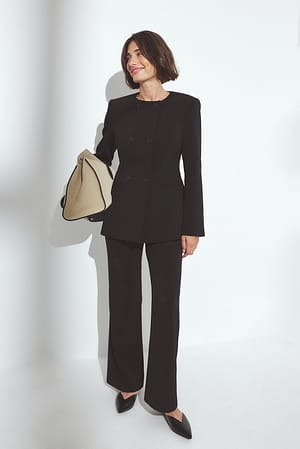 Black Flared High Waist Suit Pants