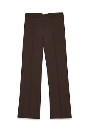 Brown Flared Mid Waist Suit Pants
