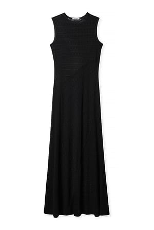 Black Floral Lace Midi Dress
