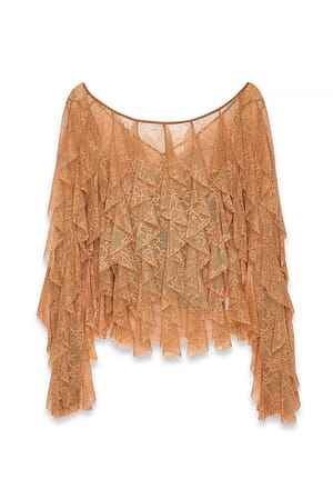 Beige Top met kant en volant
