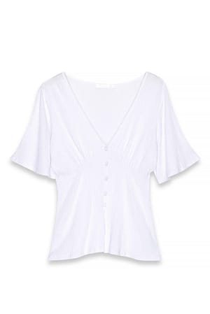 White Flowy Sleeve Top