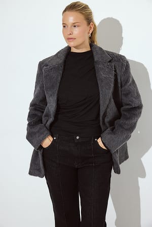 Grey Fluffy Blazer