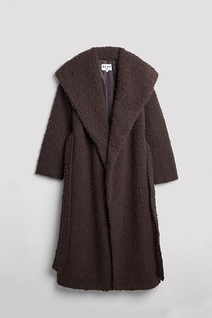 Brown Fold Collar Maxi Coat