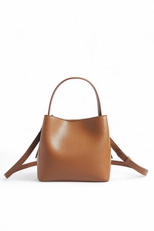 Tan Handtasche mit Faltendetail