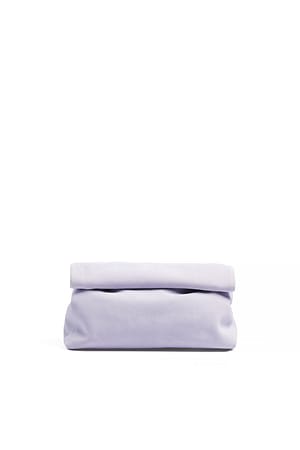 Light Pink Suede clutch bag with folding detail