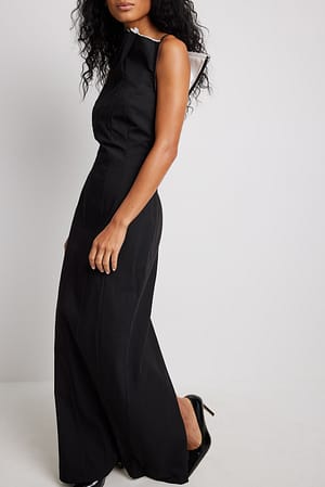 Washed Black Kleid mit Faltnaht-Detail