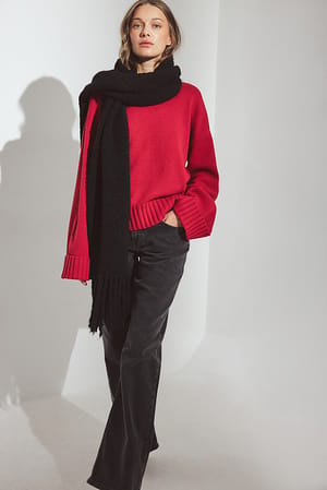 Strickpullover mit gefalteten Ärmeln