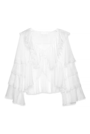 Offwhite Top mit Rüschen
