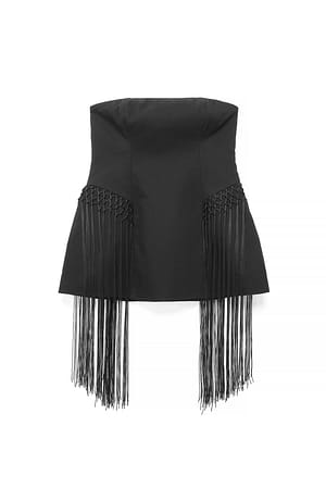 Black Zandloper top met franjes