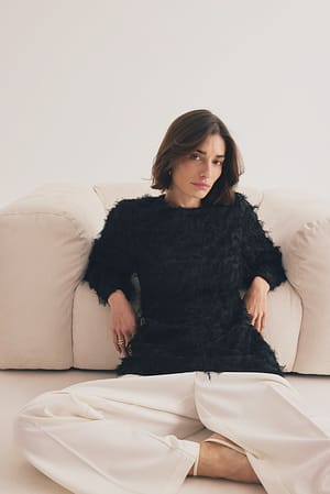 Blouse met franje en mouwen in A-lijn