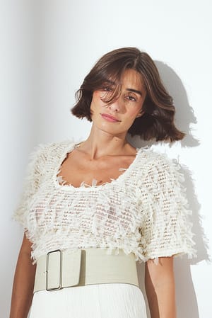 Cream Fringe Tee