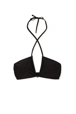 Black Front Cross Bikini Top