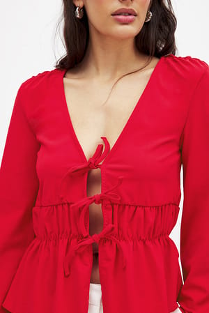 Red Front Tie Top
