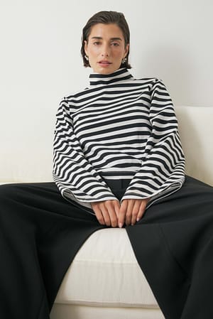 Stripe Funnel Neck Heavy Top