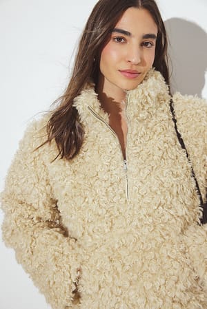 Beige Chaqueta Fuzzy
