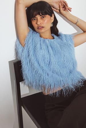 Light Blue Fuzzy Top