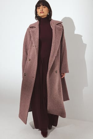 Dusty Plum Fuzzy Wool Blend Coat