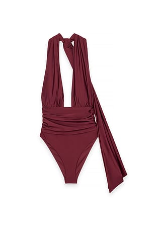 Wine Badpak met ingerimpelde taille