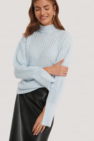 Cuff Slit Knitted Sweater