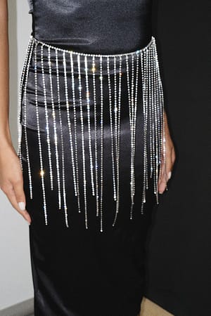 Silver Glittrig magkedja med strass
