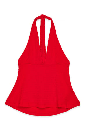 Red Oberteil mit Neckholder-Detail