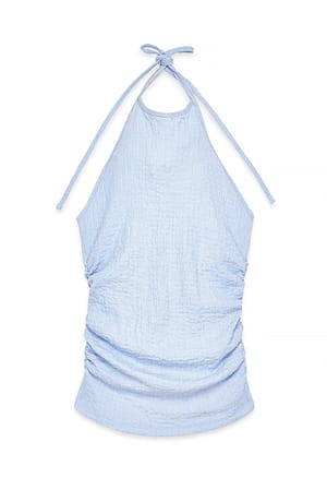 Light Blue Struktureret top med halterneck