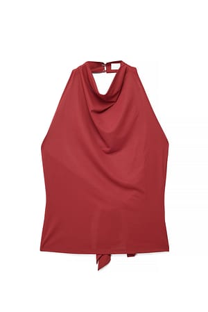 Dark Rust Halterneck Tie Back Top