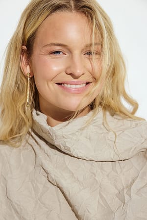 Gold Hanging Drop Shaped Earrings